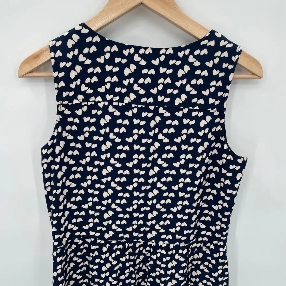 J. Crew NWT Scattered Heart Navy Split Neck Dress // 2